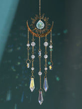 Load image into Gallery viewer, Gold Sun &amp; Moon AB Crystal Suncatcher