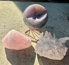 Load image into Gallery viewer, New! Golden Triangle of Crystals Bundle (Rose Quartz, Amethyst, Clear Quartz) - Natural & Unique