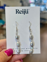 Load image into Gallery viewer, New! Handmade Silver Freshwater Pearl & Swarovski Crystal Reiki-Charged Earrings