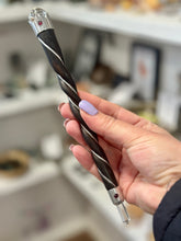 Load image into Gallery viewer, New! Magic Wand – Rosewood & Silver-Plated Copper with Garnet Gem and Clear Quartz Tip & Sphere