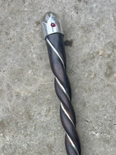 Load image into Gallery viewer, New! Magic Wand – Rosewood & Silver-Plated Copper with Garnet Gem and Clear Quartz Tip & Sphere