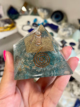 Load image into Gallery viewer, Large Apatite Crystal Stones Blue Orgone Orgonite Pyramid