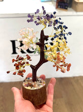 Load image into Gallery viewer, Natural Seven Chakra Crystal Types Gemstones Tree Inc Chakra Stones Wood Base