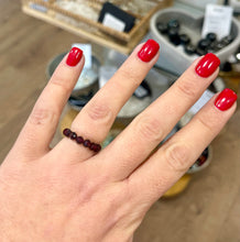 Load image into Gallery viewer, Garnet Elasticated Beaded Crystal Ring - January Birthstone