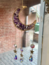 Load image into Gallery viewer, Amethyst Crystal Moon Sun catcher