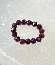 Load image into Gallery viewer, Garnet Elasticated Beaded Crystal Ring - January Birthstone