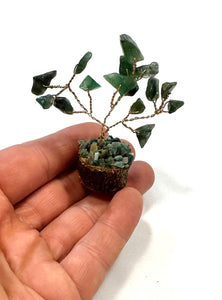 Miniature Green Aventurine Gemstone Chip Crystal Tree