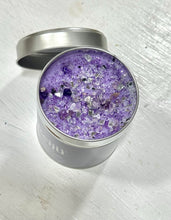 Load image into Gallery viewer, February Birthstone Amethyst Crystal Topped Purple Luxury Candle Fragranced with Cassis, May Rose, Lily and Vanilla