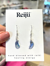 Load image into Gallery viewer, Handmade Ice Blue AB Crescent Moon Dangle Earrings