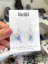 Load image into Gallery viewer, Handmade Ice Blue AB Crescent Moon Dangle Earrings