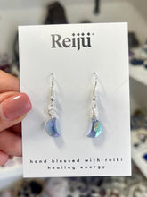 Load image into Gallery viewer, Handmade Ice Blue AB Crescent Moon Dangle Earrings