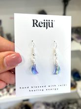 Load image into Gallery viewer, Handmade Ice Blue AB Crescent Moon Dangle Earrings