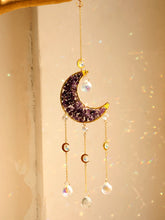 Load image into Gallery viewer, Amethyst Crystal Moon Sun catcher