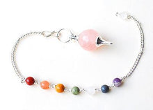 Load image into Gallery viewer, Rose Quartz Crystal Dowsing Pendulum With Chakra Stones - Krystal Gifts UK