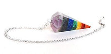 Load image into Gallery viewer, Seven Chakra &amp; Clear Quartz Crystal Dowsing Pendulum - Krystal Gifts UK