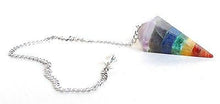 Load image into Gallery viewer, Seven Chakra & Clear Quartz Crystal Dowsing Pendulum - Krystal Gifts UK
