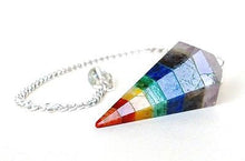 Load image into Gallery viewer, Seven Chakra & Clear Quartz Crystal Dowsing Pendulum - Krystal Gifts UK