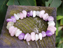 Load image into Gallery viewer, Amethyst Rose Quartz & Green Jade Natural Crystal Stone Bracelet |Reiju