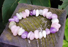 Load image into Gallery viewer, Amethyst Rose Quartz & Green Jade Natural Crystal Stone Bracelet |Reiju