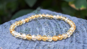 Citrine Faceted Yellow Crystal Stone Beads Bracelet