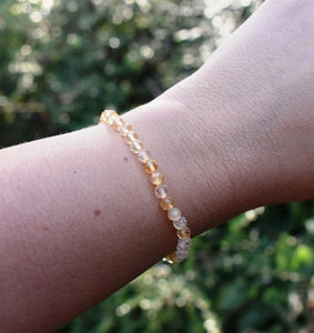 Citrine Faceted Yellow Crystal Stone Beads Bracelet