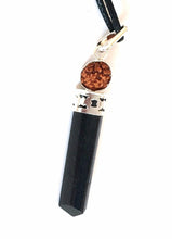 Load image into Gallery viewer, Black Tourmaline With Rudraksha Seed Crystal Pendant