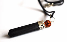Load image into Gallery viewer, Black Tourmaline With Rudraksha Seed Crystal Pendant
