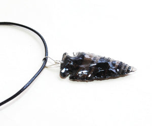 Black Obsidian Crystal Arrowhead Pendant (Dragon Glass) - Krystal Gifts UK