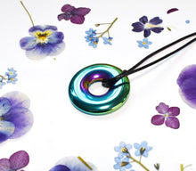 Load image into Gallery viewer, Rainbow Aura Quartz Crystal Donut Pendant