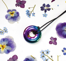 Load image into Gallery viewer, Rainbow Aura Quartz Crystal Donut Pendant