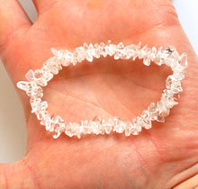 Load image into Gallery viewer, Clear Quartz Natural Crystal Stone Chips Bracelet Reiki Charged, Wrapped with Benefits Tag