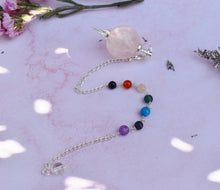 Load image into Gallery viewer, Rose Quartz Chakra Crystal Dowsing Pendulum