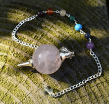 Load image into Gallery viewer, Rose Quartz Chakra Crystal Dowsing Pendulum