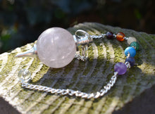 Load image into Gallery viewer, Rose Quartz Chakra Crystal Dowsing Pendulum