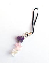 Load image into Gallery viewer, Amethyst / Rose Quartz / Clear Quartz Gem Stone Chip Mobile / Key / Bag Charm