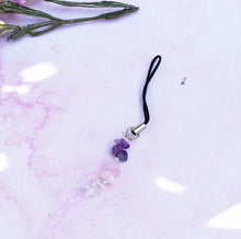 Load image into Gallery viewer, Amethyst / Rose Quartz / Clear Quartz Gem Stone Chip Mobile / Key / Bag Charm