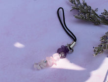 Load image into Gallery viewer, Amethyst / Rose Quartz / Clear Quartz Gem Stone Chip Phone / Key / Bag Charm