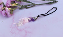 Load image into Gallery viewer, Amethyst / Rose Quartz / Clear Quartz Gem Stone Chip Mobile / Key / Bag Charm