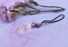 Load image into Gallery viewer, Amethyst / Rose Quartz / Clear Quartz Gem Stone Chip Phone / Key / Bag Charm
