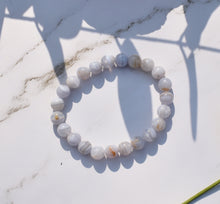 Load image into Gallery viewer, Blue Lace Agate Polished Beads Crystal Bracelet