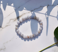 Load image into Gallery viewer, Blue Lace Agate Polished Beads Crystal Bracelet