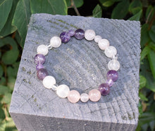 Load image into Gallery viewer, Rose Quartz, Amethyst &amp; Clear Quartz (RAC) Crystal Beaded Bracelet