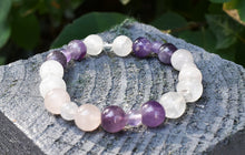 Load image into Gallery viewer, Rose Quartz, Amethyst & Clear Quartz (RAC) Crystal Beaded Bracelet