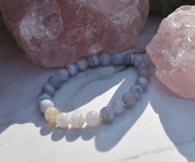 Load image into Gallery viewer, Blue Lace Agate Polished Beads Crystal Bracelet