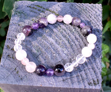 Load image into Gallery viewer, Rose Quartz, Amethyst & Clear Quartz (RAC) Crystal Beaded Bracelet