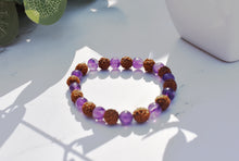 Load image into Gallery viewer, Amethyst Crystal Beads With Genuine Rudraksha Beads Bracelet