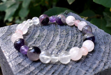 Load image into Gallery viewer, Rose Quartz, Amethyst &amp; Clear Quartz (RAC) Crystal Beaded Bracelet