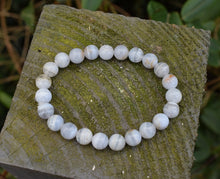 Load image into Gallery viewer, Blue Lace Agate Polished Beads Crystal Bracelet
