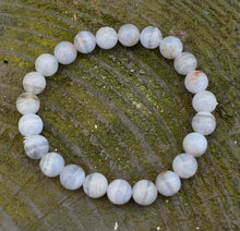 Load image into Gallery viewer, Blue Lace Agate Polished Beads Crystal Bracelet