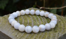 Load image into Gallery viewer, Blue Lace Agate Polished Beads Crystal Bracelet
